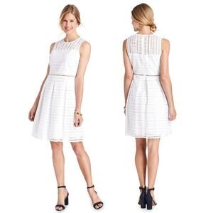 Vineyard Vines Sleeveless Eyelet Fit and Flare Mini Dress White Women's Size 0‎